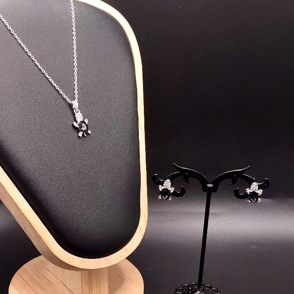 925 Silver Turtle Necklace Earrings Set CZ Amethyst Women's Boho Birthday Gift